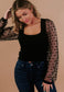 Still Dot It Mesh Sleeve Top