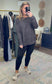 Fanning Split Side Pullover Top in Black Leopard