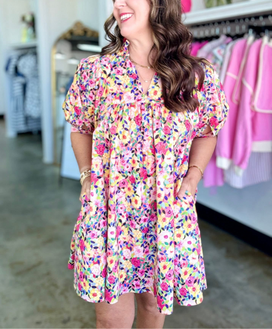 Forever Amen Watercolor Print Babydoll Dress