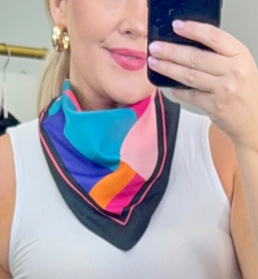 Block Party Multicolor Silk Neck Scarf