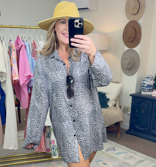 Animal Instinct Printed Button Down Tunic