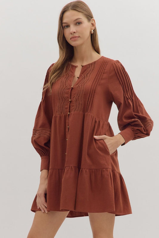 Amber Skies Pintuck Dress
