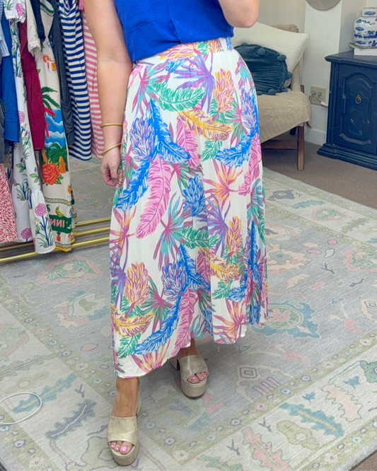 Palms Away Pleated Skirt