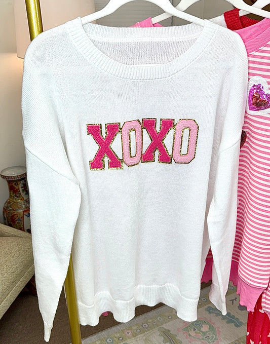Cream XOXO Patch Sweater