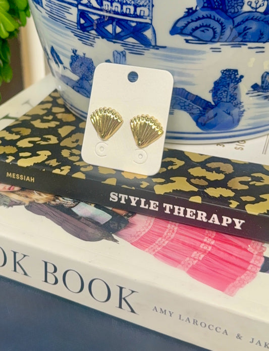 Golden Tide Shell Stud Earrings