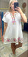 Daily Delight Linen Embroidered Puff Sleeve Dress