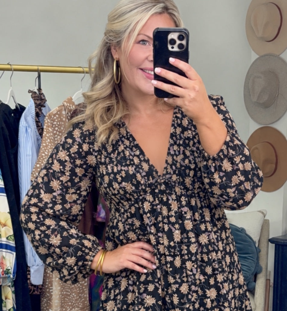 Small Town Girl Floral Print Babydoll Dress
