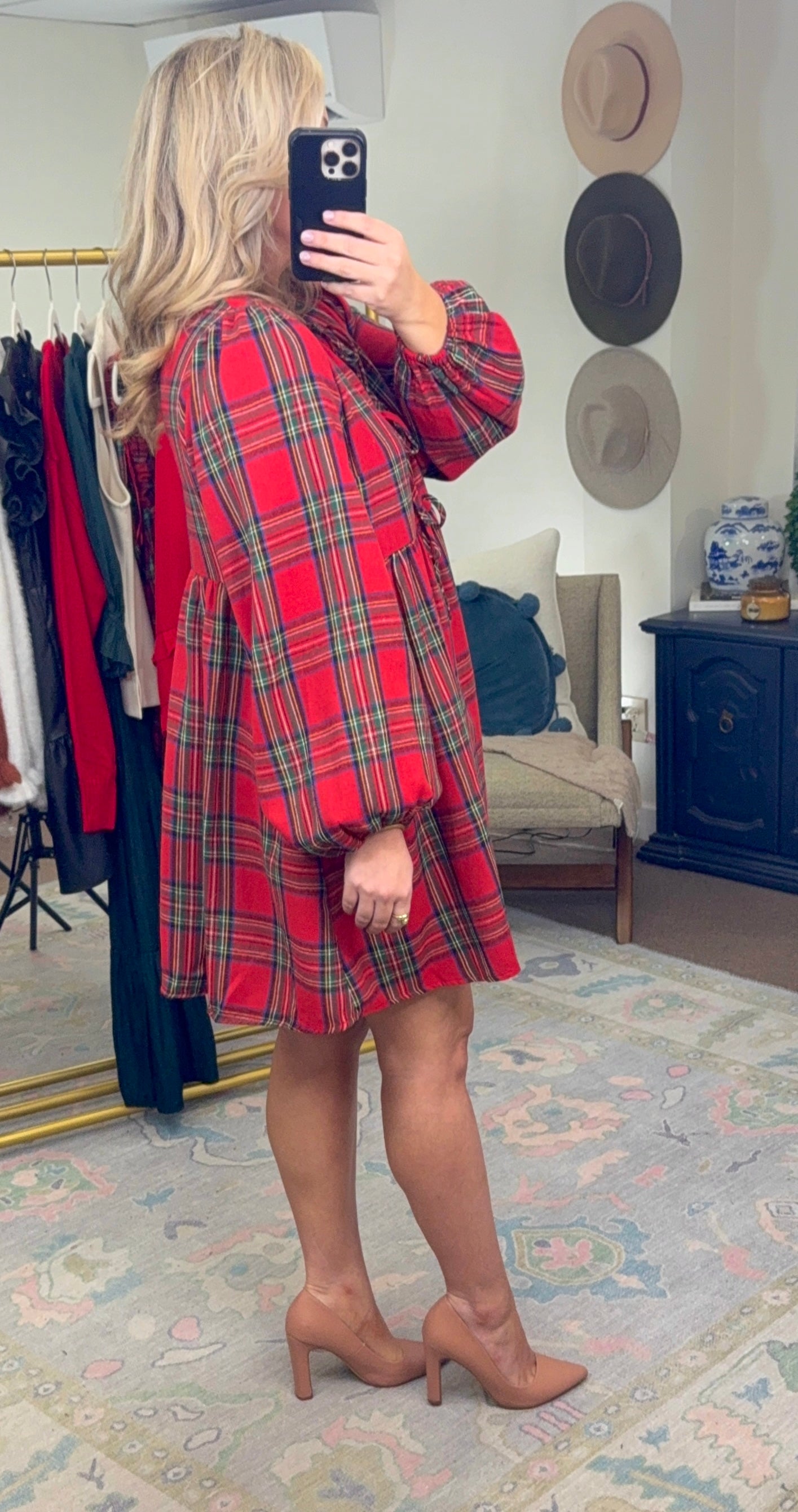 Merry Miss Tartan Tie Babydoll Dress