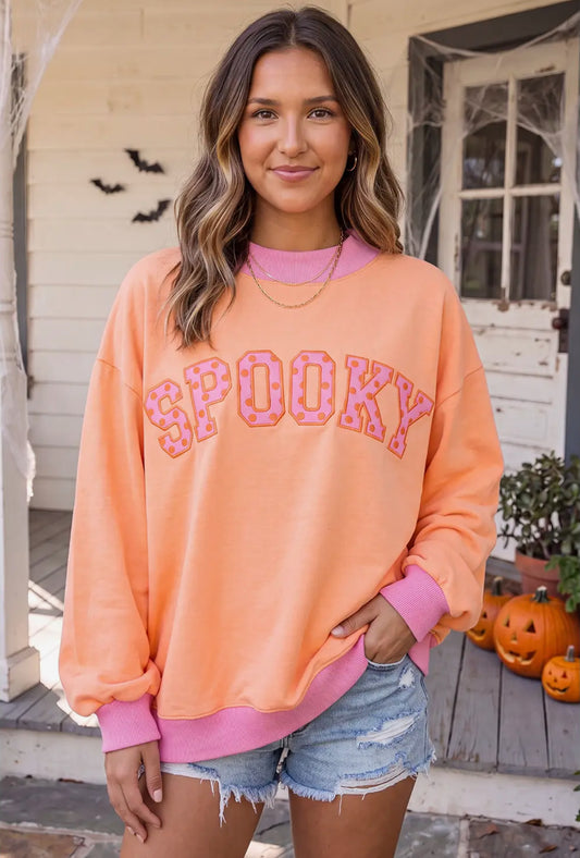 Spooky Dot Letter Mock Neck Sweatshirt— PREORDER