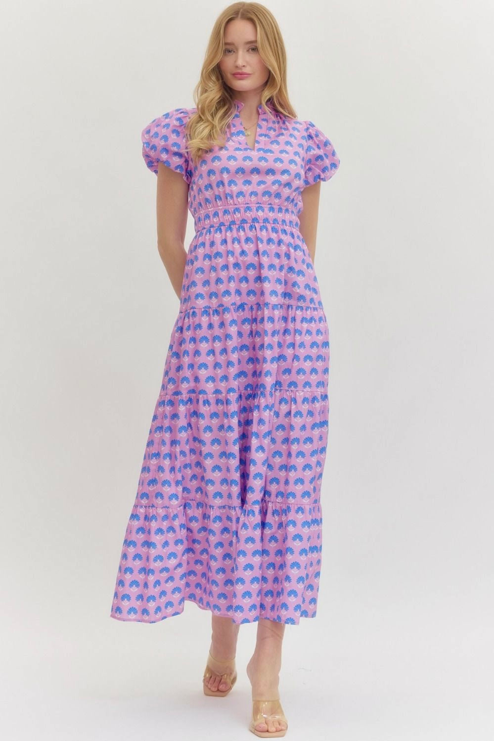 Afternoon Affair Printed Puff Sleeve Maxi Dress