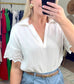 Gauzy Eyelet Split Collar Blouse