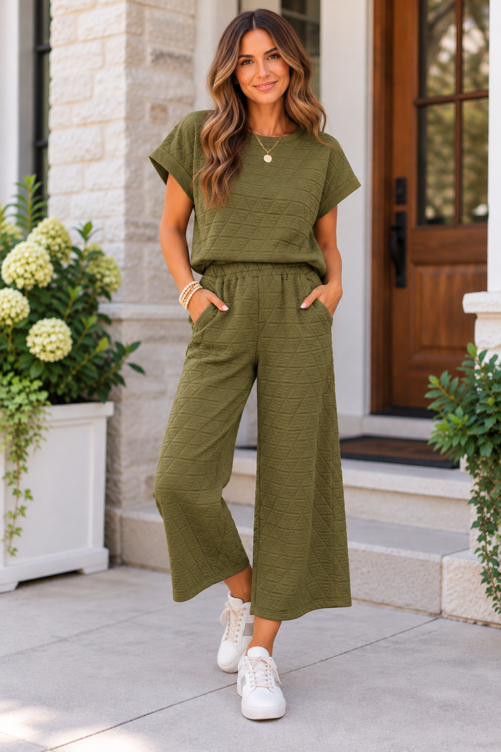 **MORE COLORS** Quilted Cropped Pant Lounge Set