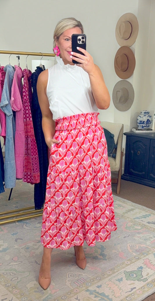 TCEC: Garden Gossip Floral Print Tiered Skirt