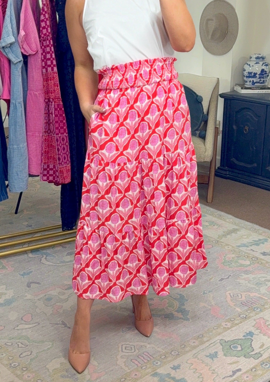 TCEC: Garden Gossip Floral Print Tiered Skirt