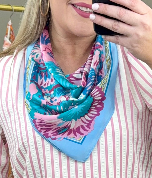 Turquoise Sunday Best Abstract Silk Neck Scarf