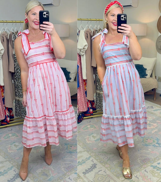 Love Me True Bow Print Midi Dress