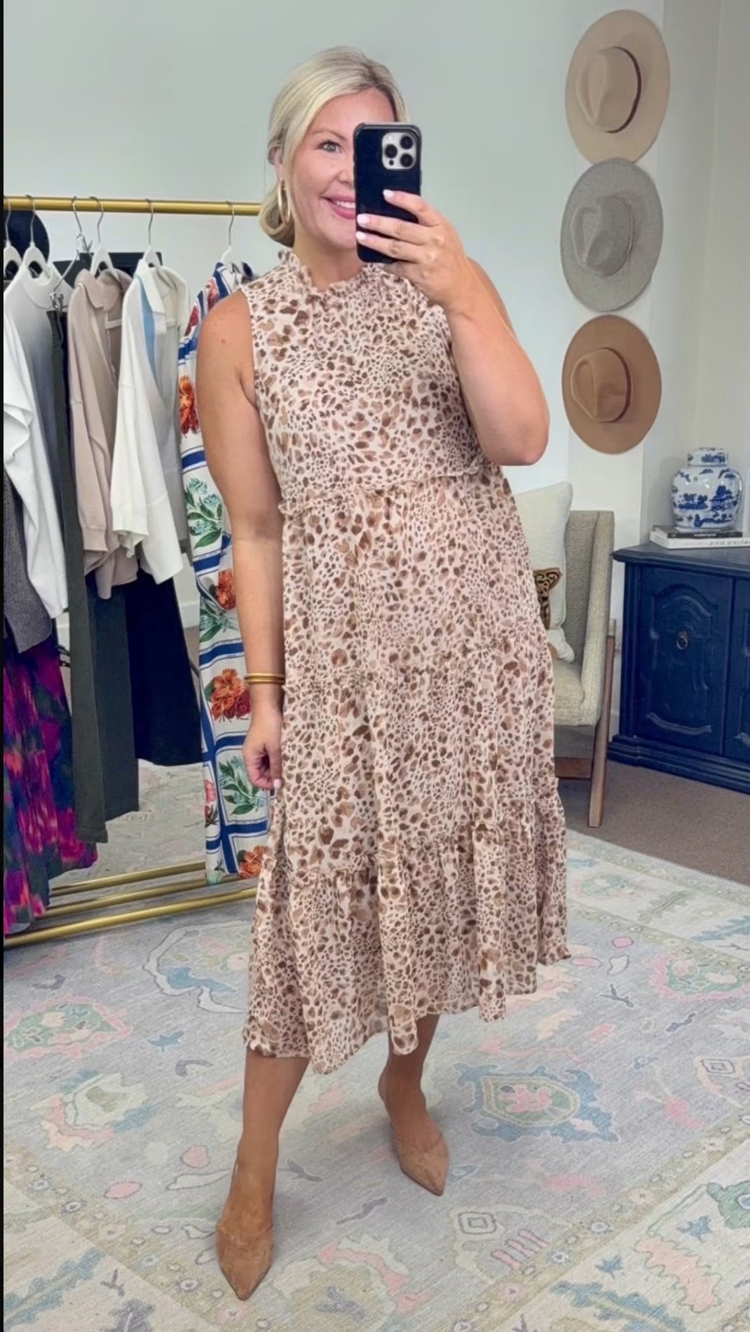 MUD PIE: Alana Ruffle Print Midi Dress