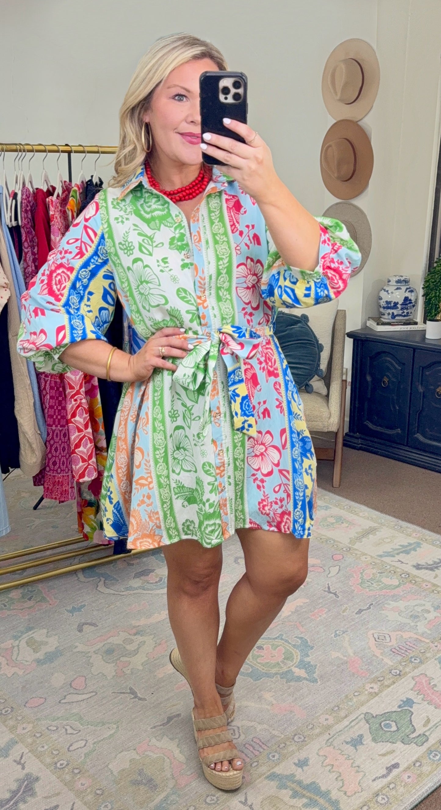 ENTRO: Brightside Botanica Print Belted Dress
