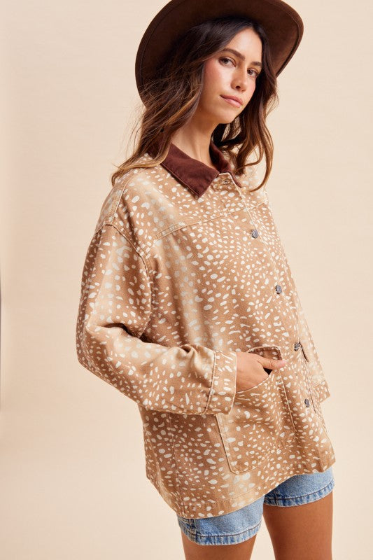 Doe & Behold Fawn Print Barn Jacket