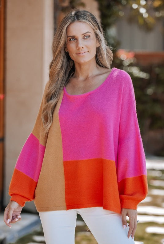 Bright Spot Color Block Knit Top