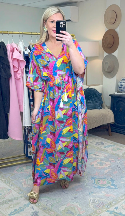 Island Time Print Batwing Dress