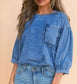 True Love Ruffle Pocket Denim Top