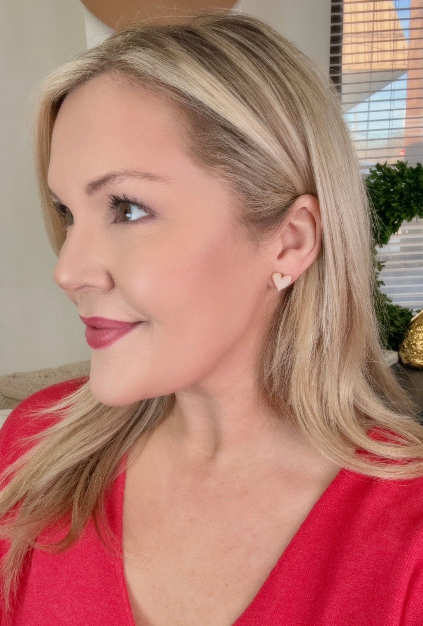 Druzy Heart Stud Earrings