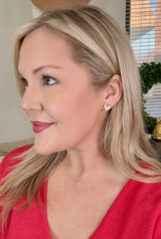 Druzy Heart Stud Earrings