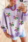 Mardi Party Sequin Fleur De Lis Pullover Top