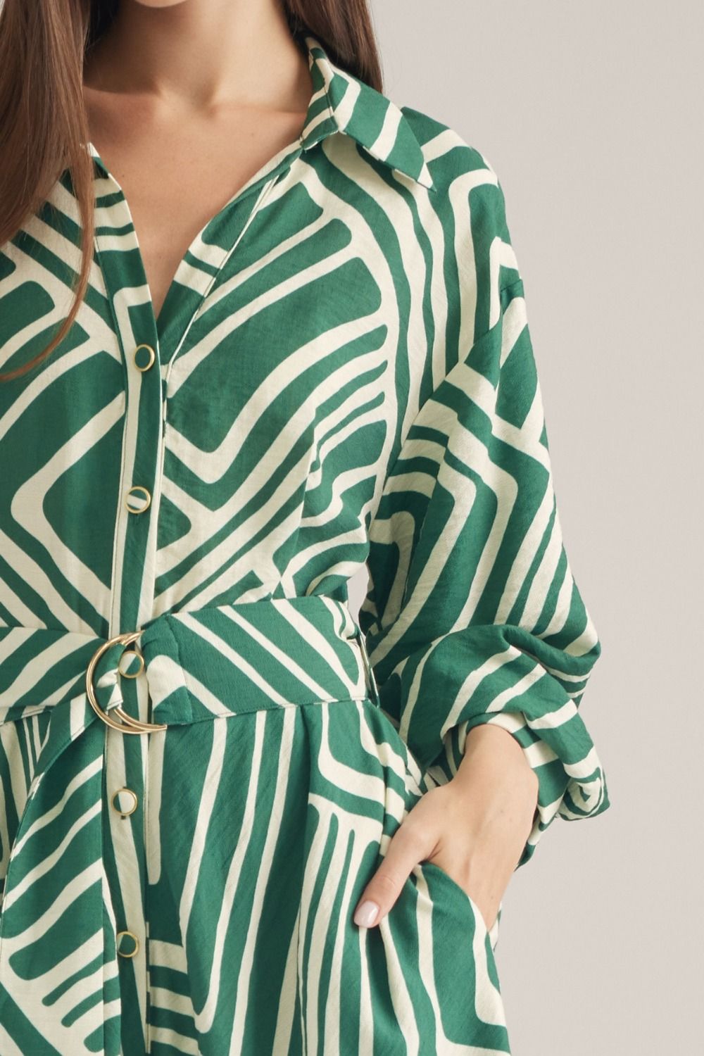 Geo & Behold Belted Midi Dress