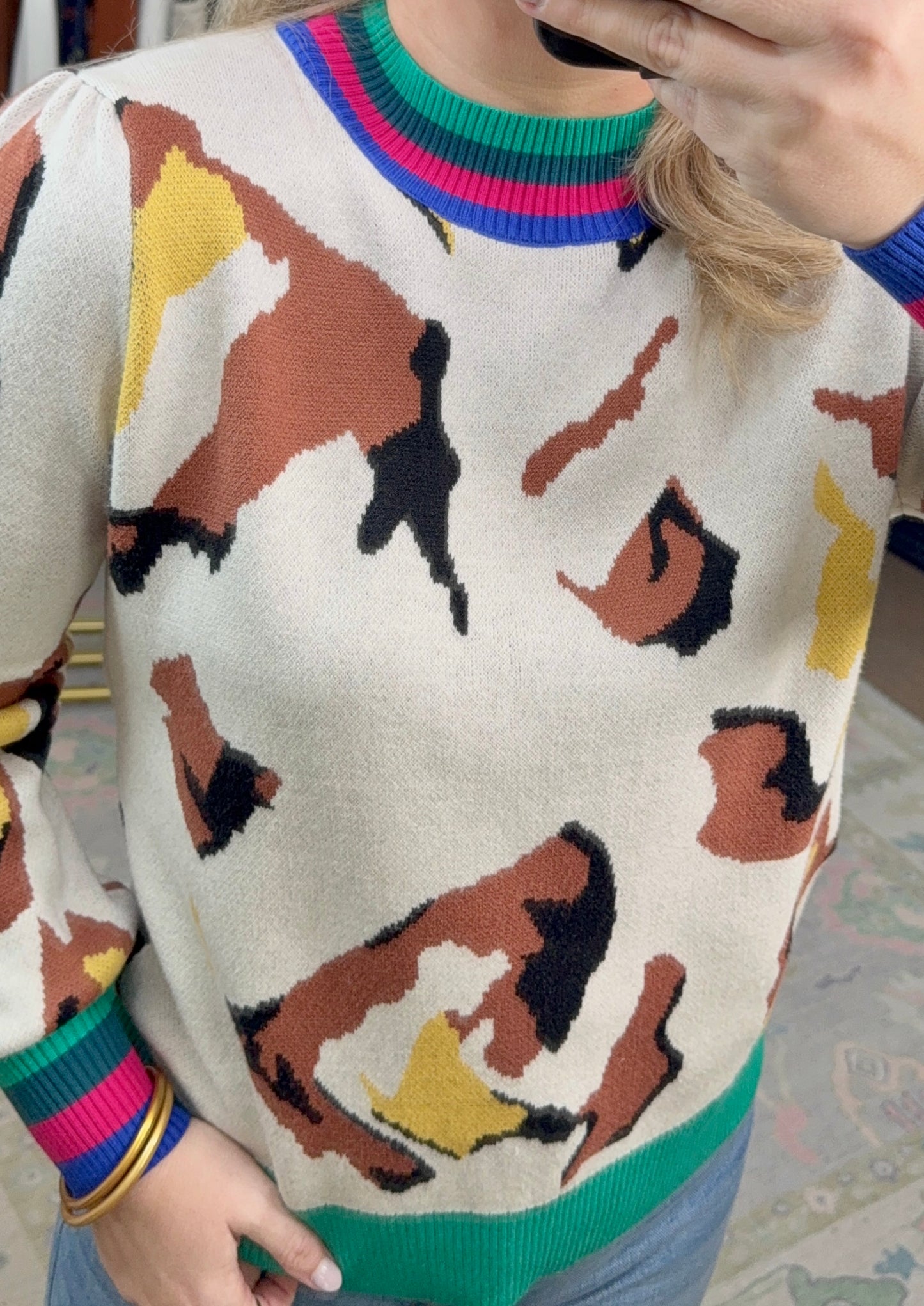 Playful Prowl Abstract Animal Print Sweater