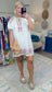Daily Delight Linen Embroidered Puff Sleeve Dress