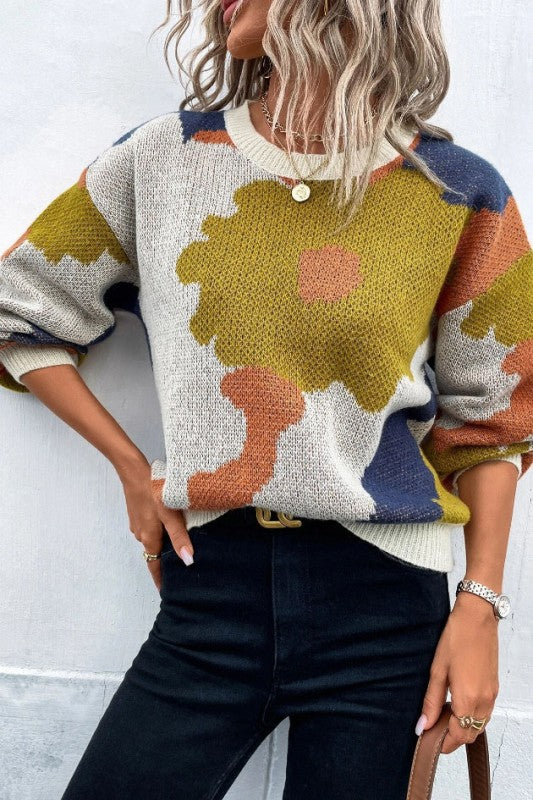 **MORE COLORS** Art of Cozy Abstract Print Sweater