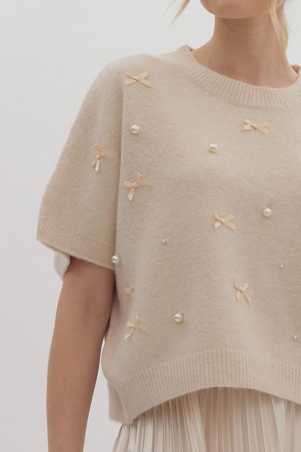 Precious As A Pearl Embellished Sweater