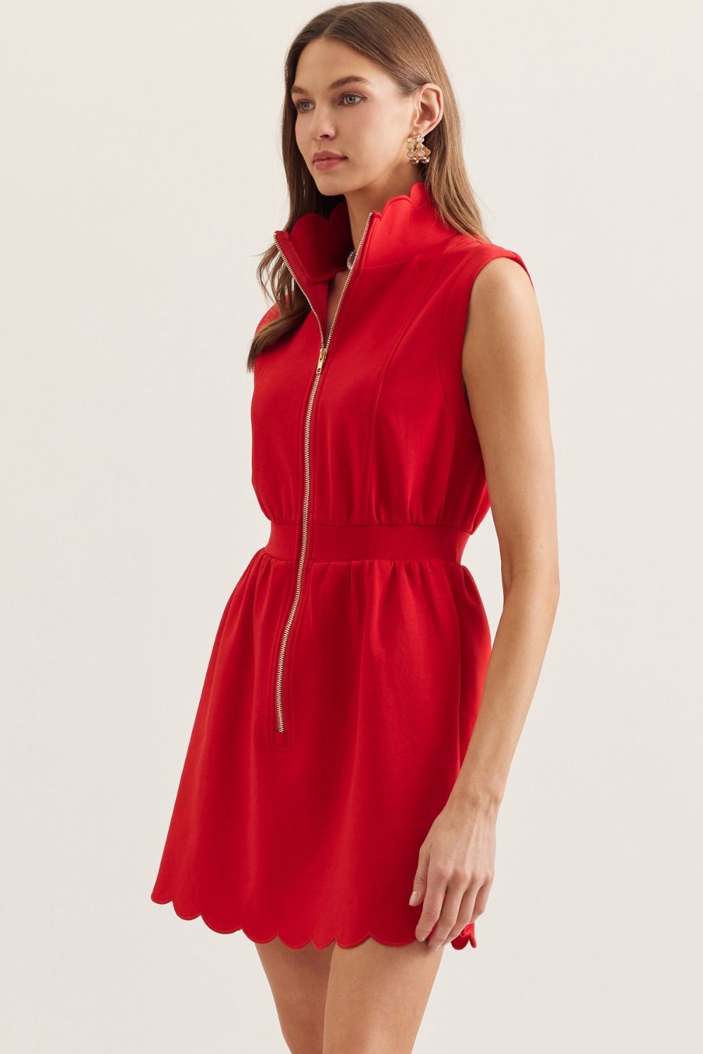 **MORE COLORS** On Repeat Scallop Zip Mini Dress