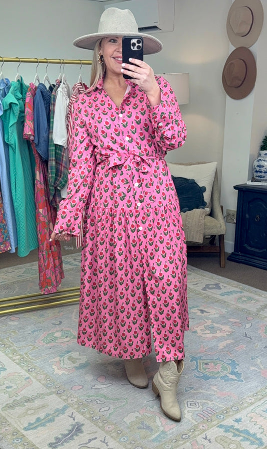 Small Town Sweetheart Pink Print Dress