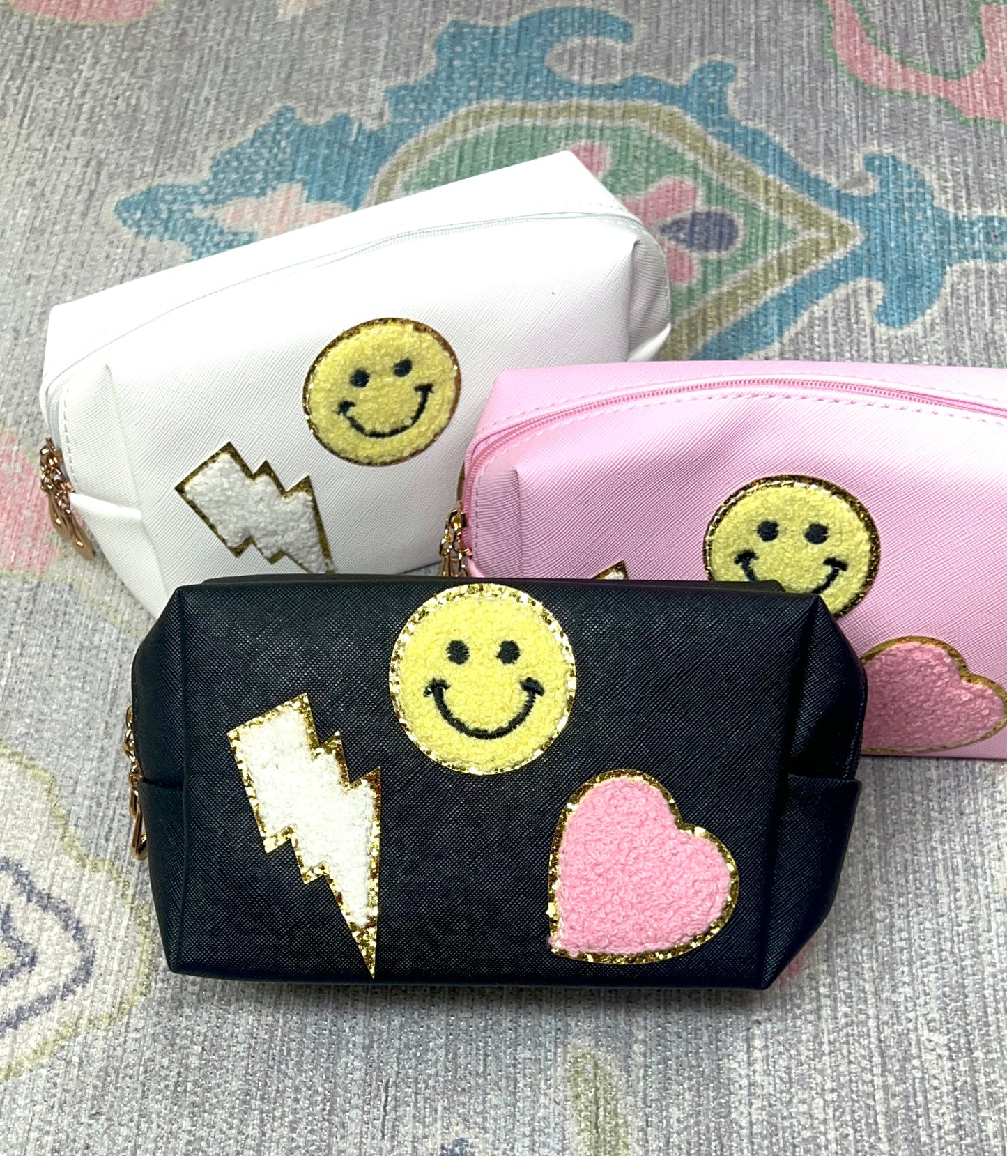 Smiles All Around Chenille Patch Zip Pouch