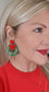 Red Bow Beaded Wreath Earrings