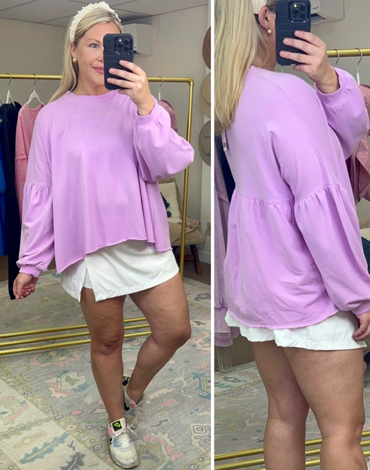 Love You More Peplum Flounce Pullover
