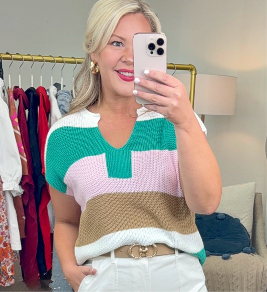 Polaroid of Perfection Color Block Knit Top