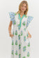 I Do Declare Printed Flutter Sleeve Midi Dress
