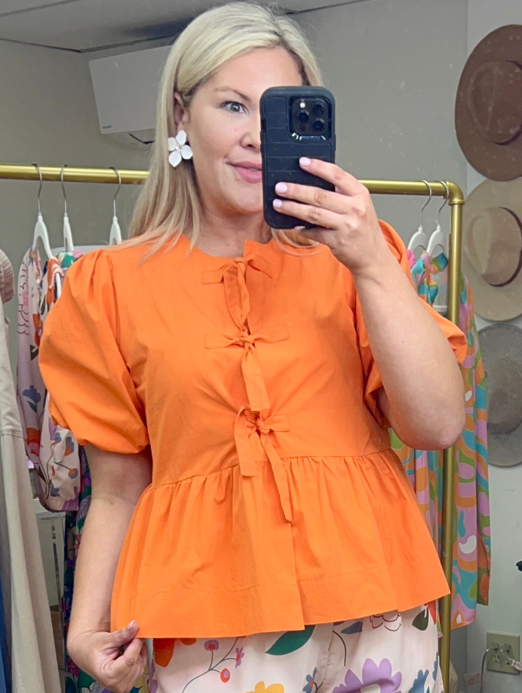 Poplin Knot Peplum Blouse