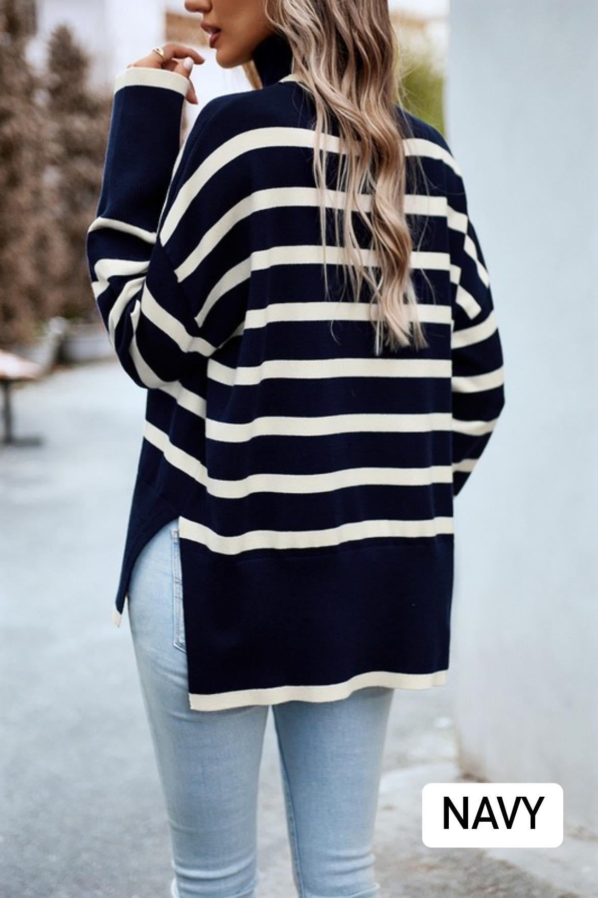 **MORE COLORS** Gal About Town Striped Turtleneck Sweater Tunic