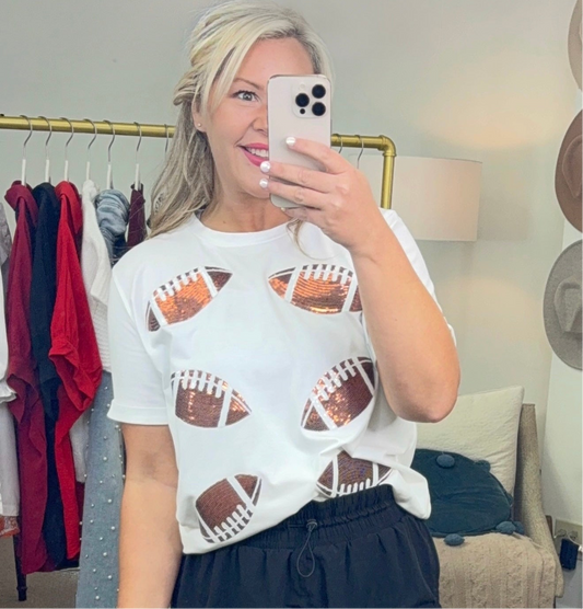 She’s Got Game Sequin Football Tee