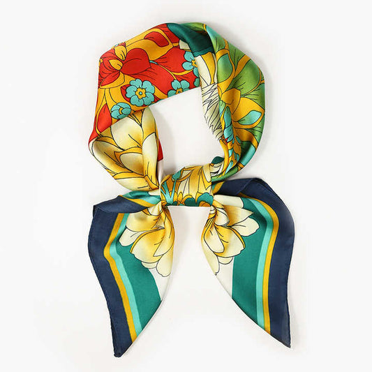 Vintage Blooms Silk Neck Scarf in Green