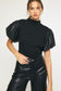 Faux Leather Puff Sleeve Top