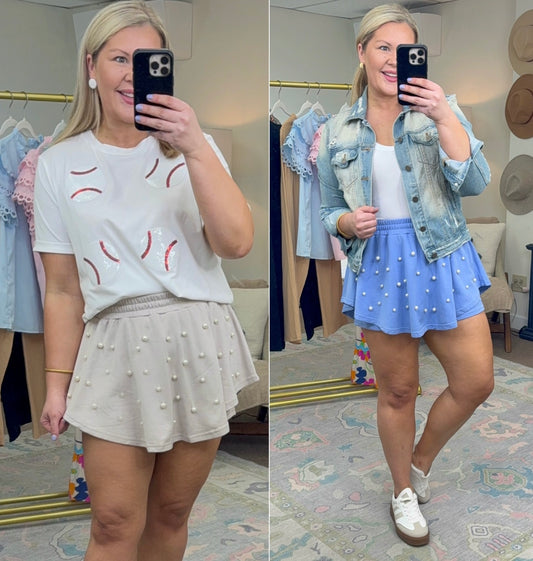 Little Flirt Pearl Embellished Skort