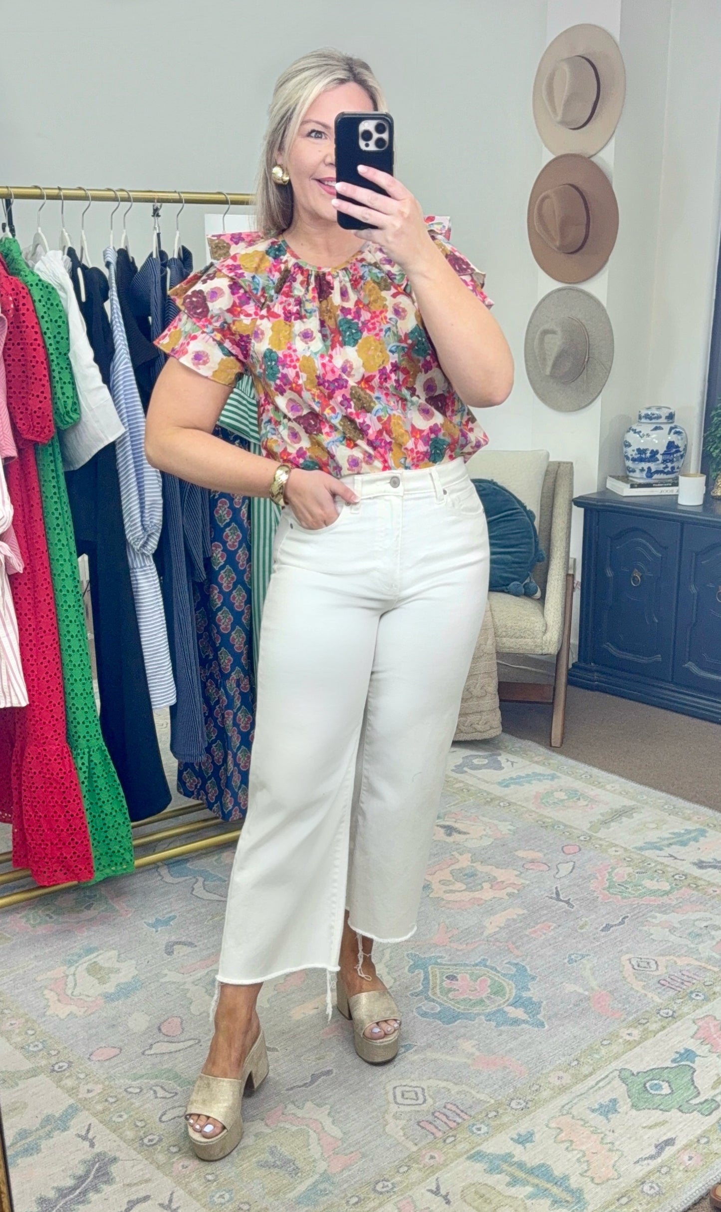 ENTRO: Precious Petals Watercolor Blouse