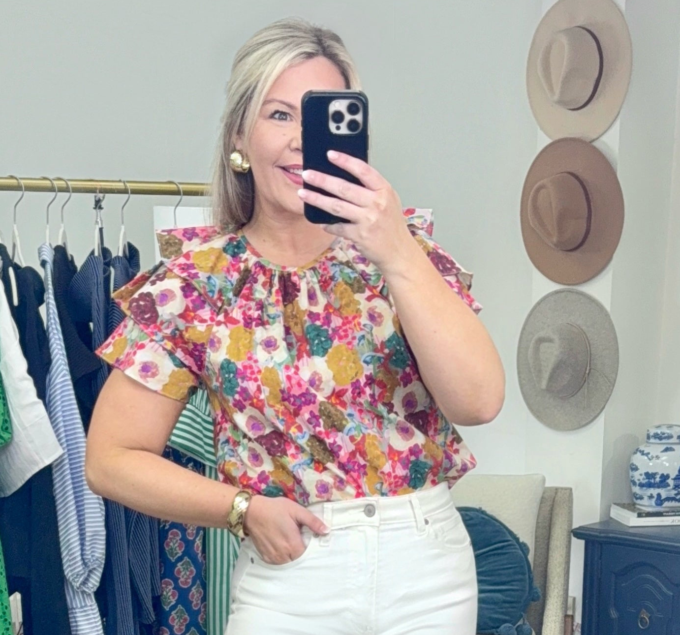 ENTRO: Precious Petals Watercolor Blouse