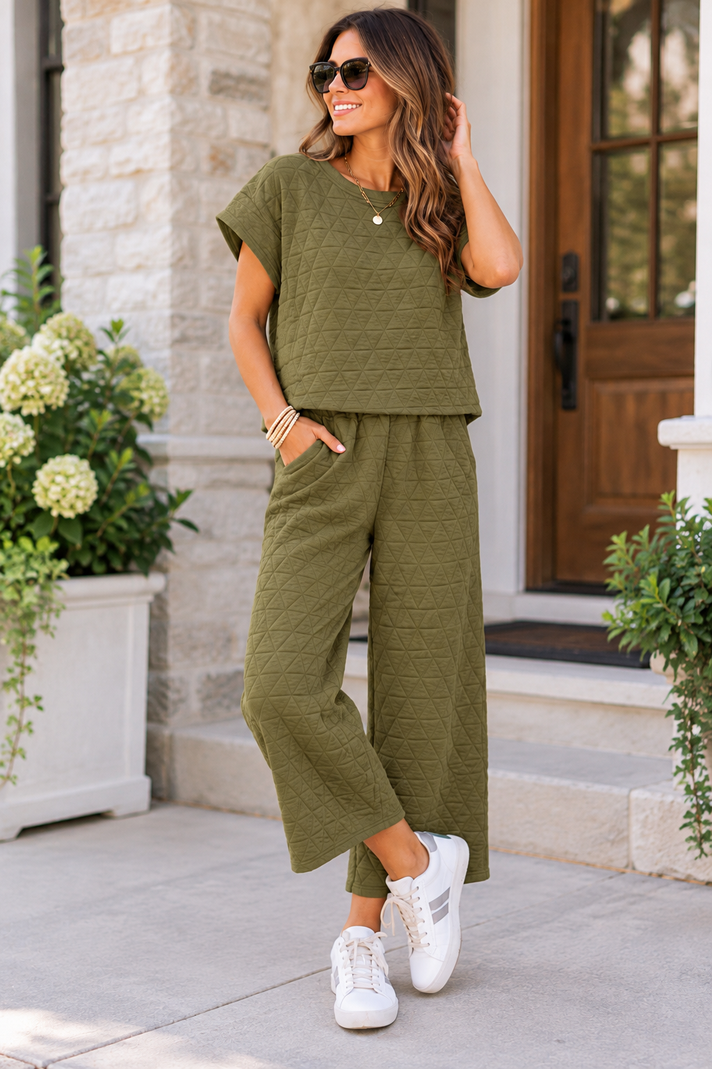 **MORE COLORS** Quilted Cropped Pant Lounge Set